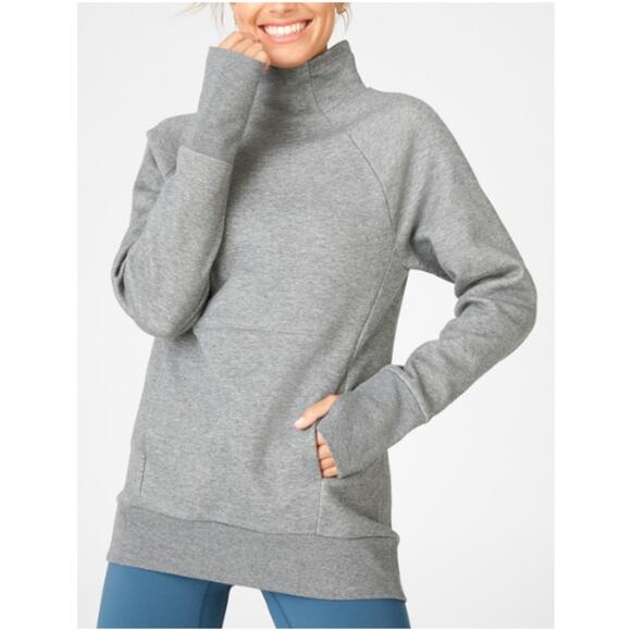 Fabletics Zaylee Funnel Neck Tunic Sweatshirt Womens L Heather‎ Gray Athletic - Picture 2 of 7